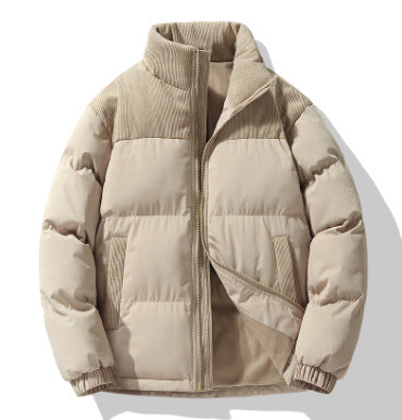 Herren gesteppte Winterjacke mit Cordbesatz, hohem Stehkragen und wärmender Isolierung Echo Archiv