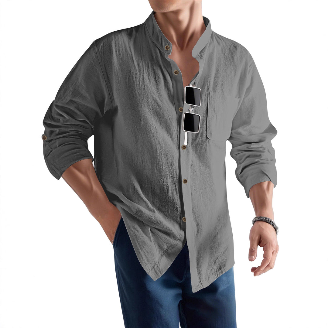 Herren Legeres Langarmhemd mit Henley-Ausschnitt Echoarchiv