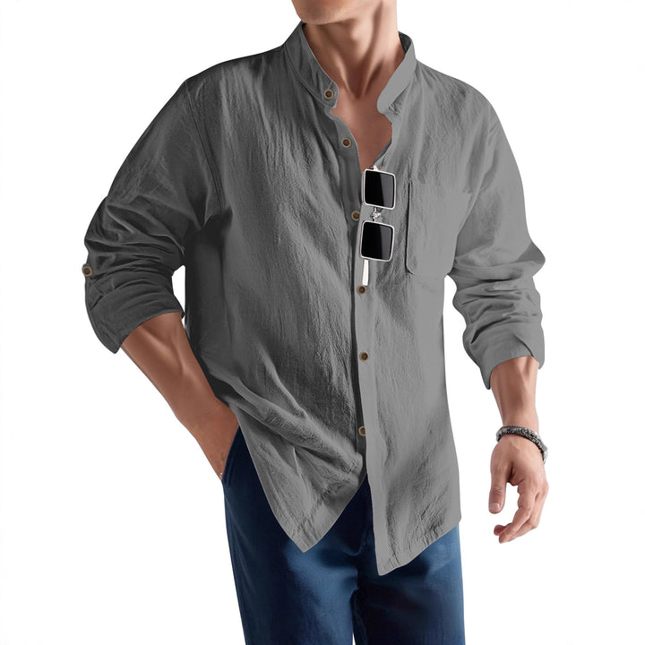 Herren Legeres Langarmhemd mit Henley-Ausschnitt Echoarchiv