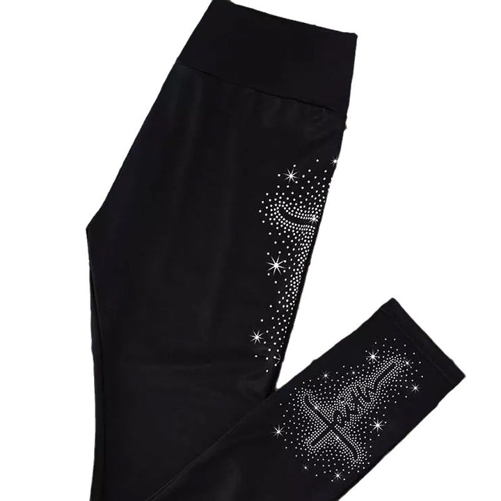 Damen High-Waist Shape-Leggings mit Strass-Kreuzmotiv und formender Kompression – Avérine