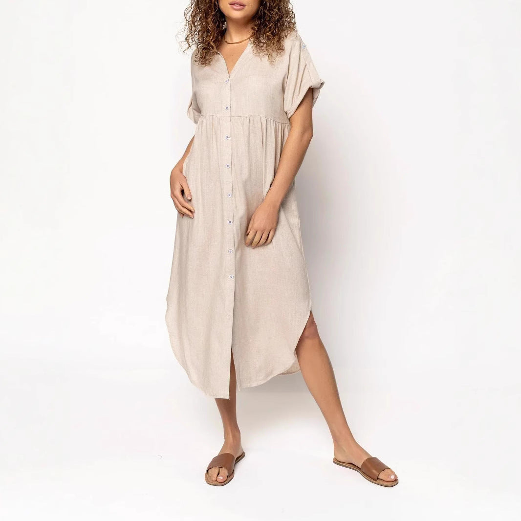 Damen Hemdkleid mit bodenlangem Schnitt und Knopfdetails Echo Archiv
