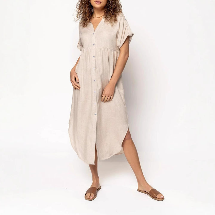 Damen Hemdkleid mit bodenlangem Schnitt und Knopfdetails Echo Archiv