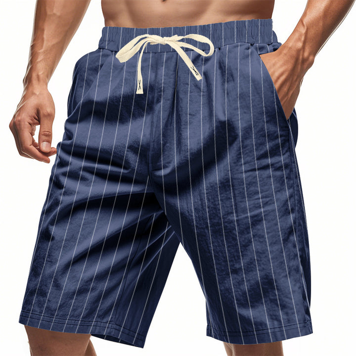 Herren Strandshorts mit vertikalem Streifenmuster und elastischem Kordelzug Echoarchiv