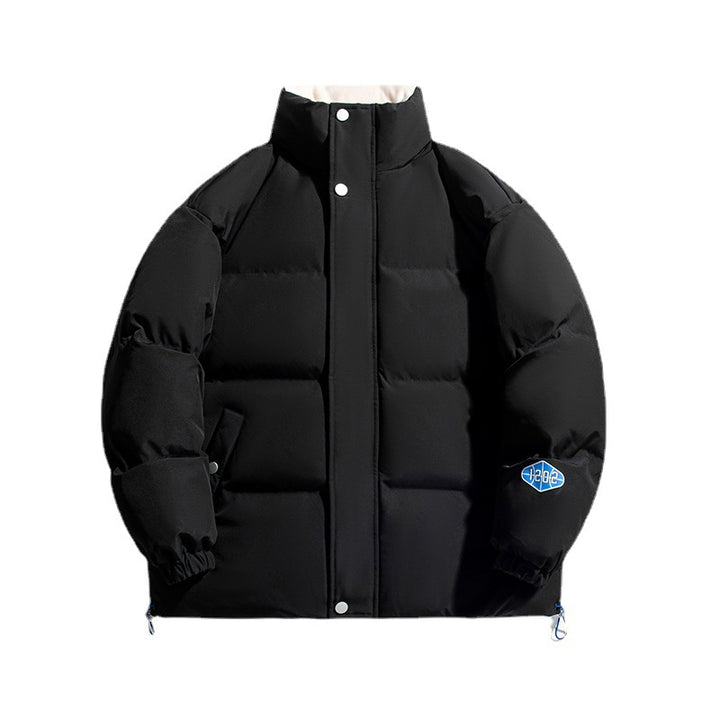 Unisex Kapuzenlose wattierte Steppjacke mit hohem Stehkragen, Thermoisolierung und Kordelzugsaum Echo Archiv