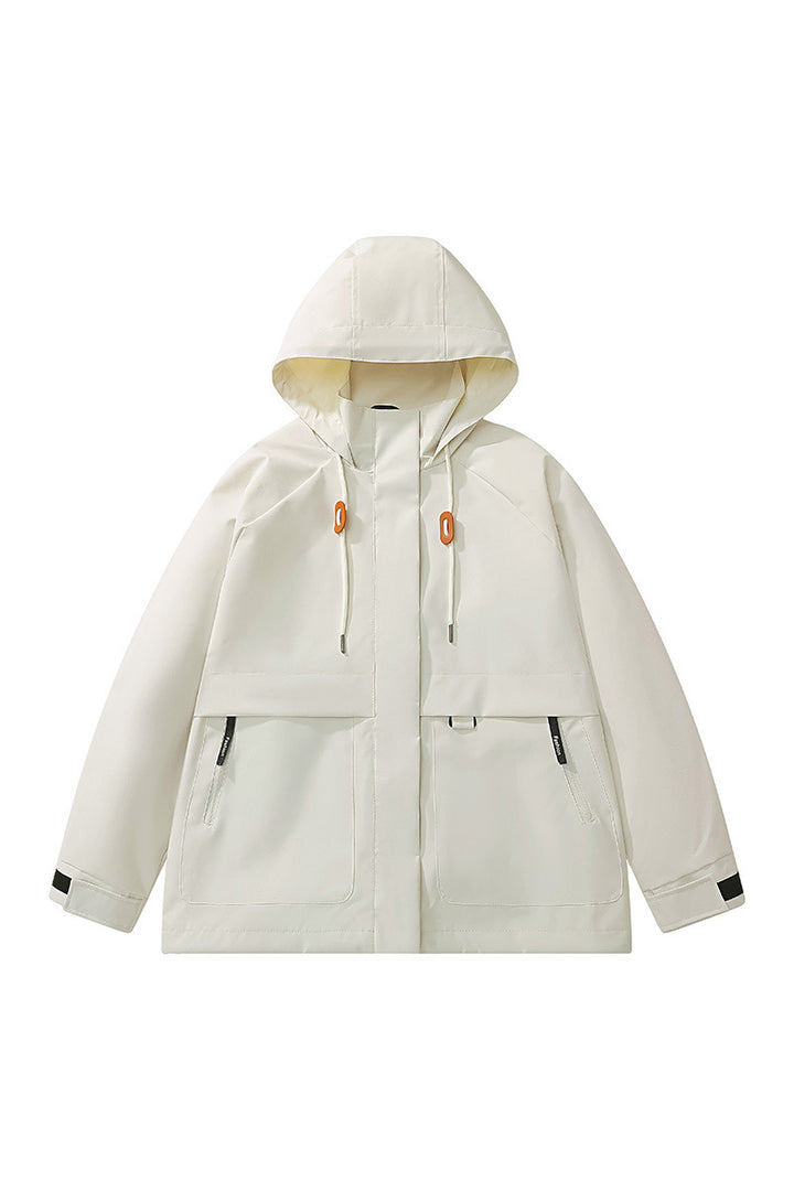 Unisex leichte wind- und wasserabweisende Kapuzenjacke im minimalistischen Utility-Stil Echoarchiv