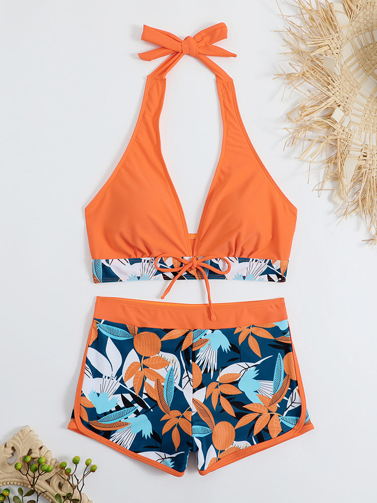 Damen Sportliches Bikini-Set mit verstellbarem Haltertop und Shorts Echo Archiv