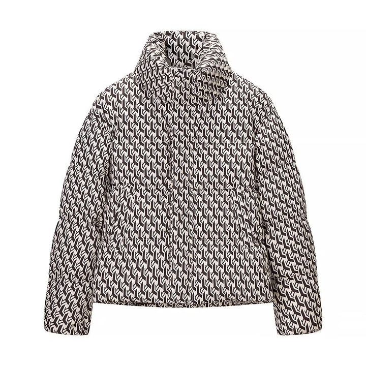 Damen Gemusterte Steppjacke mit hohem Stehkragen und leichter Daunenoptik Echoarchiv