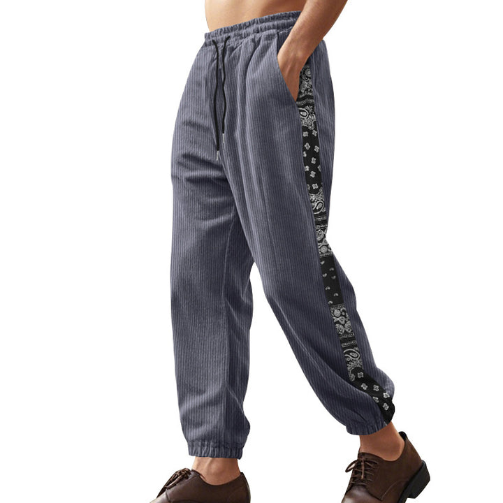 Herren lässige Cord-Jogginghose mit seitlichen Bandana-Details Echoarchiv