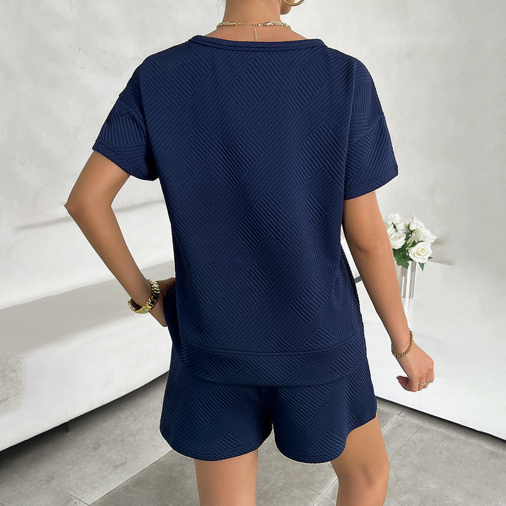 Damen Lässiges Freizeitset mit strukturiertem Oberteil und bequemen Shorts Echo Archiv