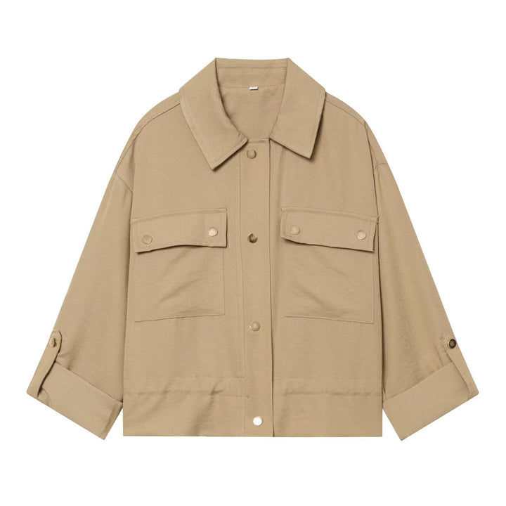 Damen Oversize Workwear-Hemdenjacke mit aufgesetzten Druckknopf‑Taschen Echo Archiv