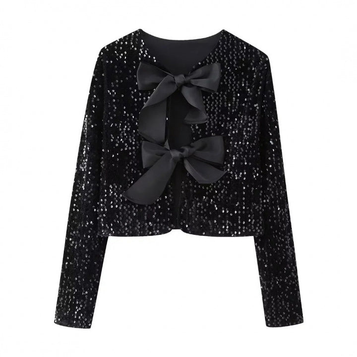 Damen Pailletten-Bolerojacke mit dekorativen Satin-Schleifen Echo Archiv
