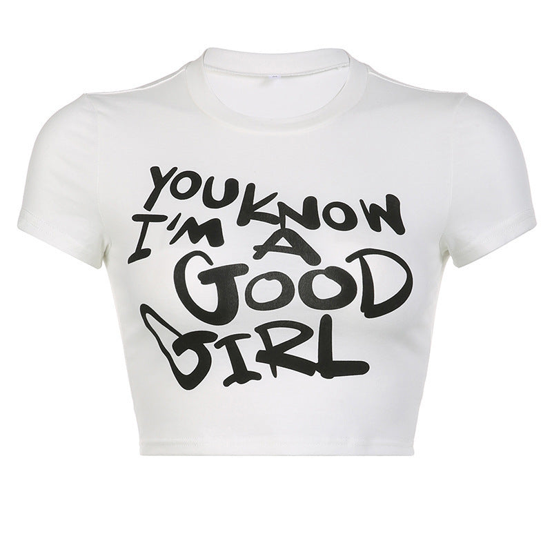Damen Crop-Top mit kreativem Grafikdesign und modernem Schriftzug Echo Archiv