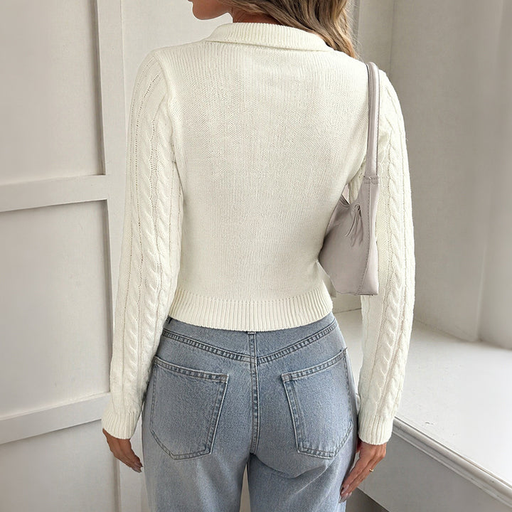 Damen Strickpullover mit Polokragen und Rippstruktur Echo Archiv