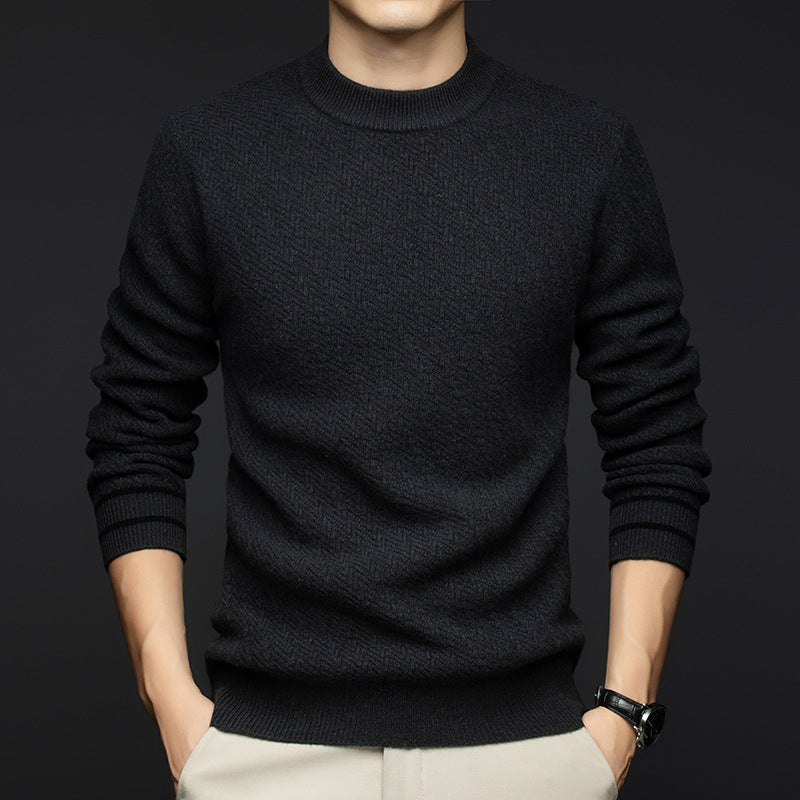 Herren eleganter Rundhals-Pullover aus premium Wollmix Echoarchiv