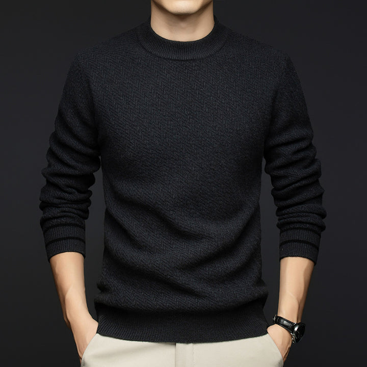 Herren eleganter Rundhals-Pullover aus premium Wollmix Echoarchiv