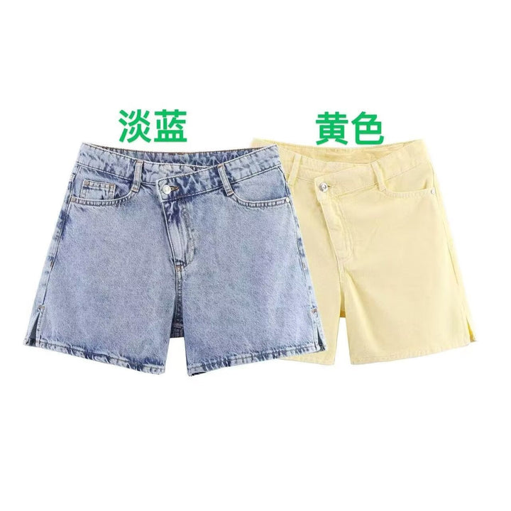 Damen Jeansshorts im lässigen Vintage-Stil mit hohem Bund und seitlichen Schlitzen Echo Archiv