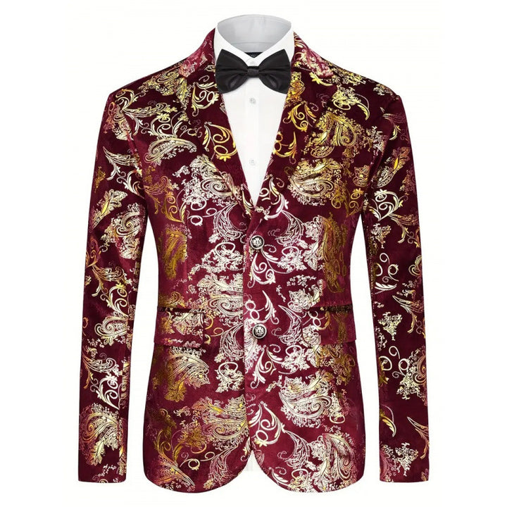 Herren Luxus Samtblazer mit floralem Jacquard-Muster Echoarchiv