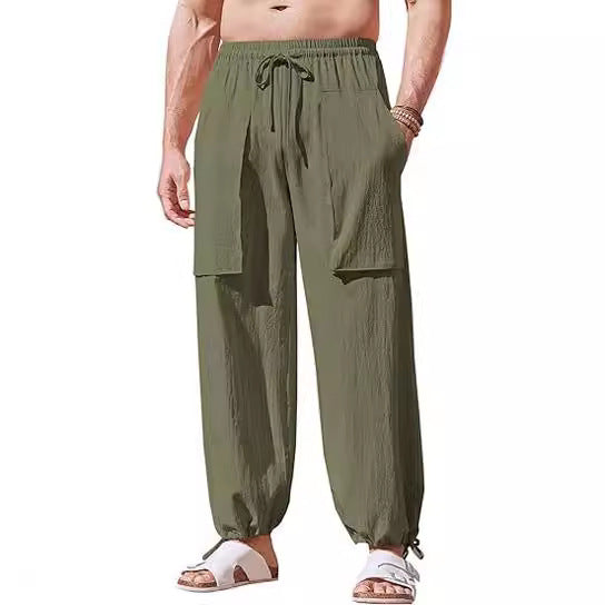Herren lockere Sommerhose mit elastischem Bund und Taschen Echoarchiv