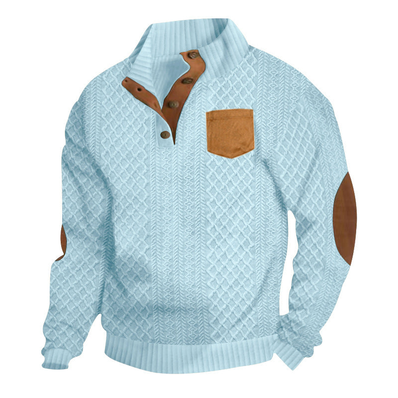 Herren Strickpullover mit Stehkragen und kontrastierenden Details Echoarchiv