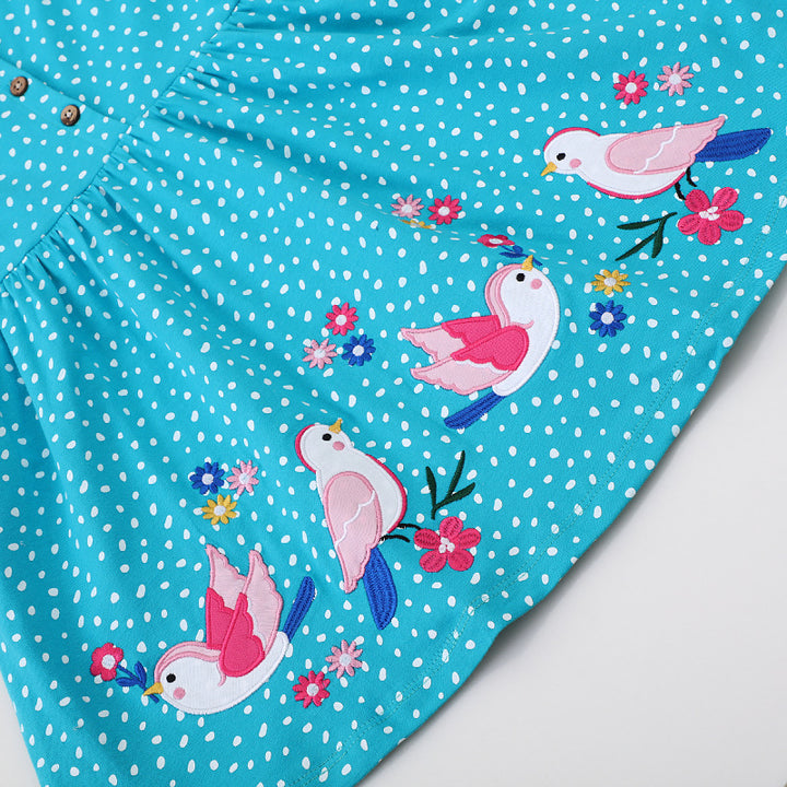 Mädchen Langarmkleid mit verspieltem Vogel-Design Echo Archiv