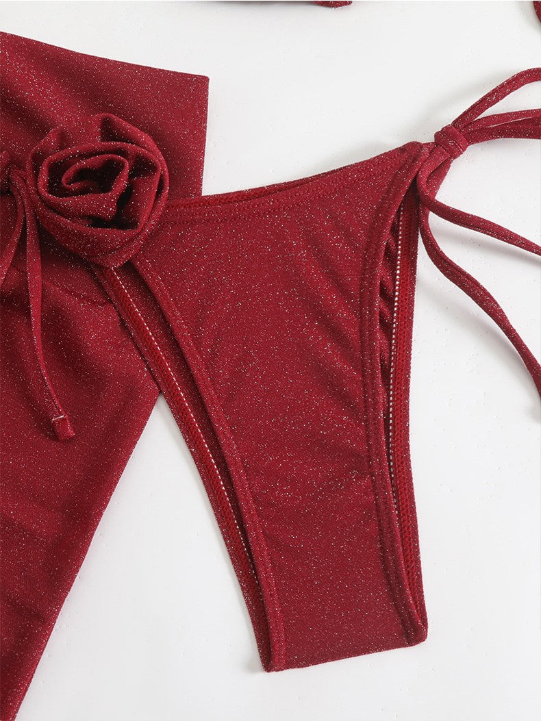 Damen Glitzernder Triangel-Bikini mit elegantem Wickelrock Echo Archiv