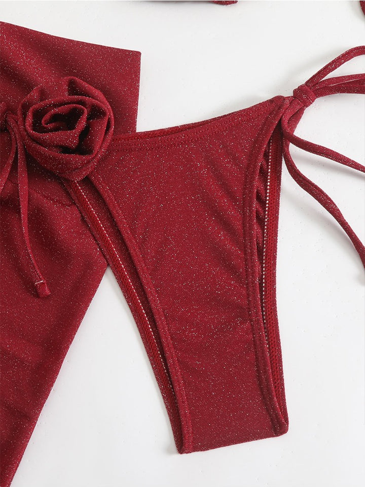 Damen Glitzernder Triangel-Bikini mit elegantem Wickelrock Echo Archiv