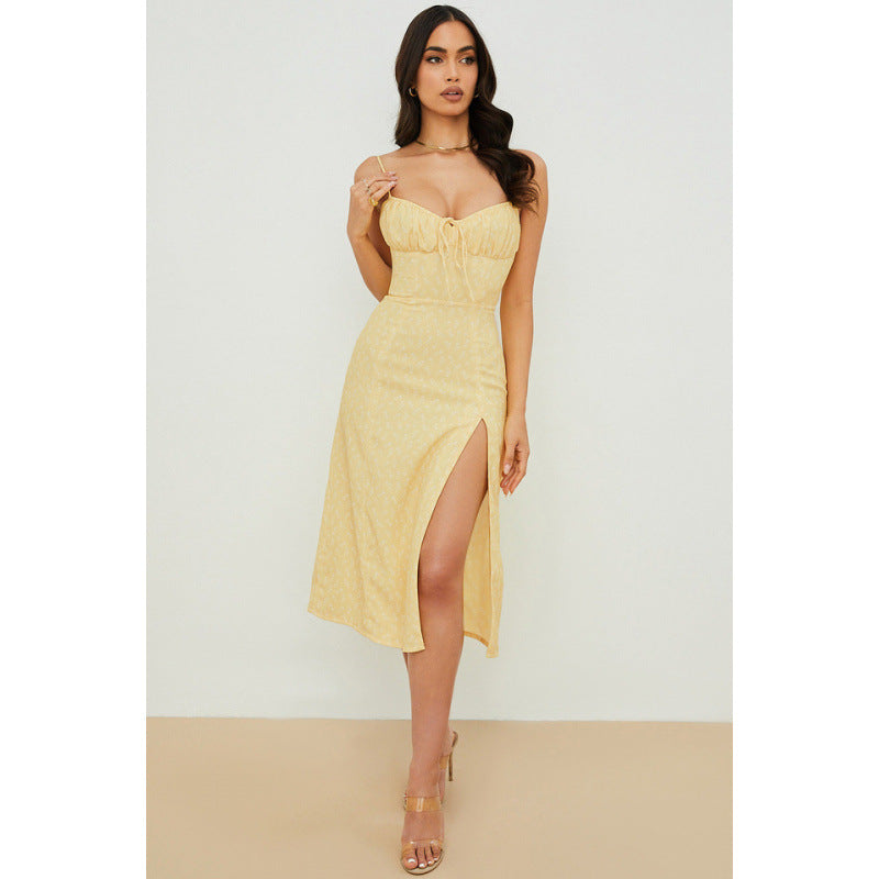 Damen Midikleid mit raffinierten Blumenmustern und seitlichem Schlitz Echo Archiv