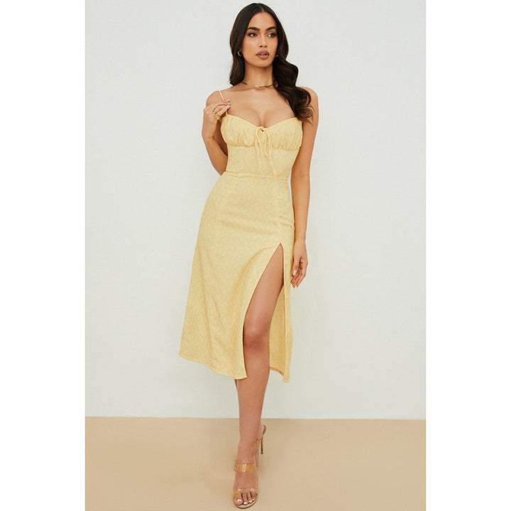 Damen Midikleid mit raffinierten Blumenmustern und seitlichem Schlitz Echo Archiv