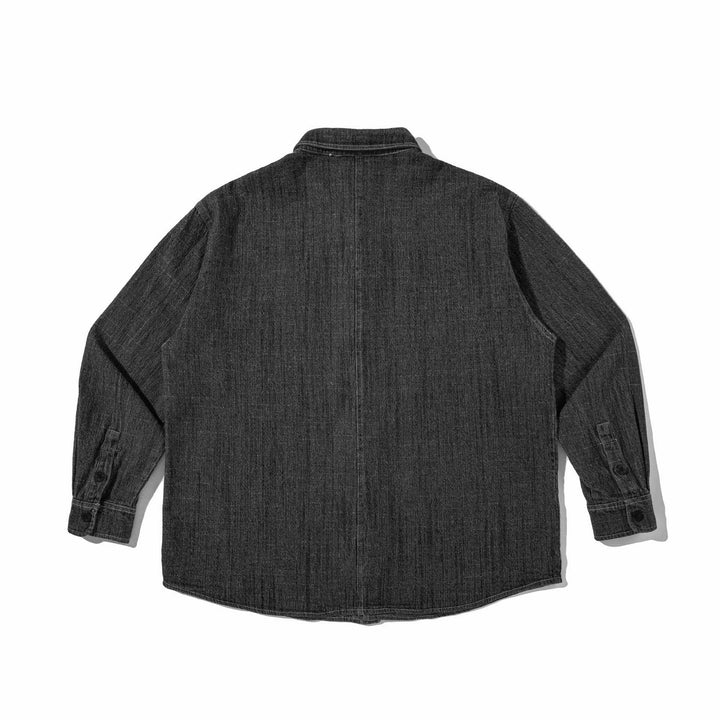 Herren Robustes Denim-Worker-Overshirt mit Brusttaschen und Hemdkragen Echoarchiv