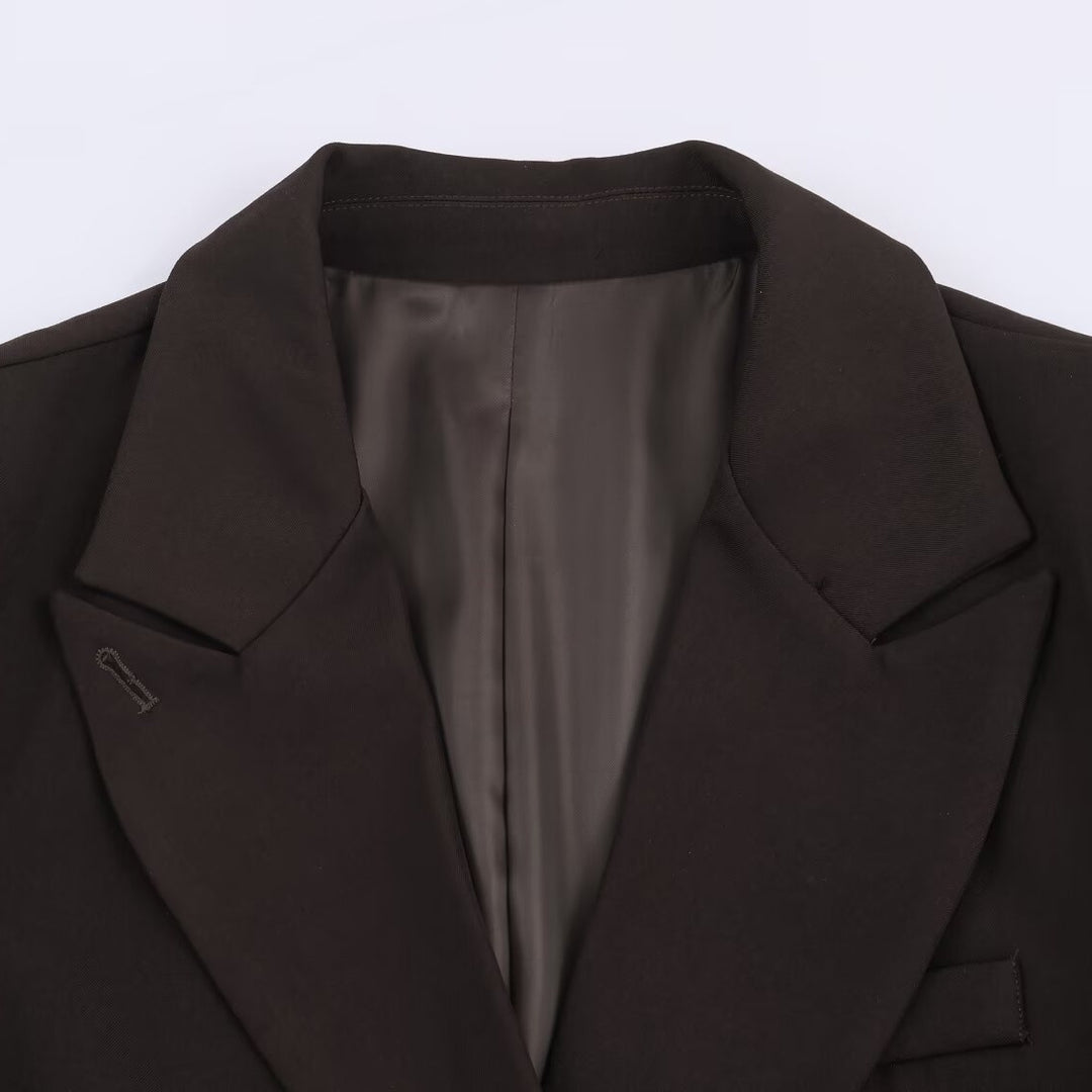 Damen Taillierter Longline-Blazer mit fallendem Revers und Ein-Knopf-Verschluss Echo Archiv