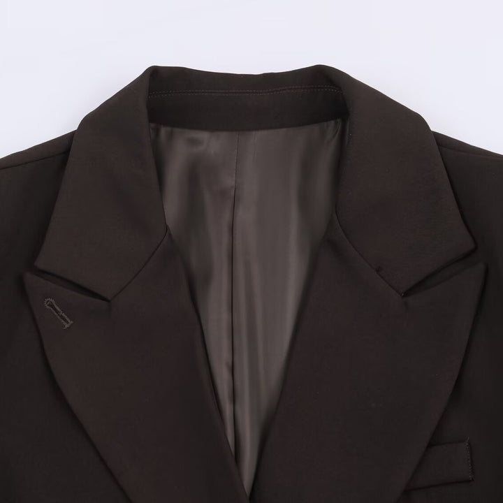 Damen Taillierter Longline-Blazer mit fallendem Revers und Ein-Knopf-Verschluss Echo Archiv