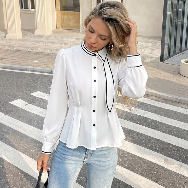 Damen Elegante Bluse mit Kontrastdetails Echo Archiv