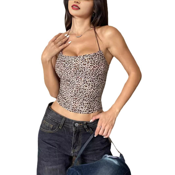 Damen Crop-Top mit Animal-Print und feinen Trägern Echo Archiv