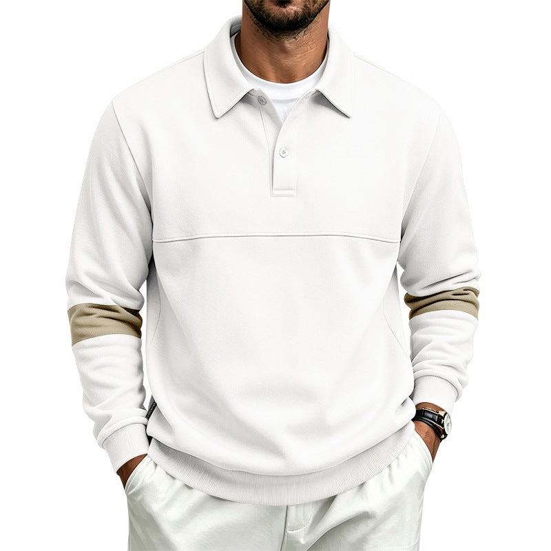 Herren Poloshirt-Pullover mit Brustnaht und Kontraststreifen an den Ärmeln Echoarchiv
