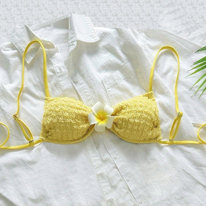 Damen Hochgeschnittenes Bikiniunterteil mit strukturierten Rüschen Echo Archiv