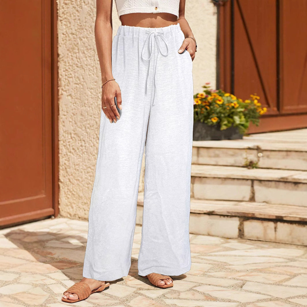 Damen Leichte Palazzo-Culotte aus Feinstrick mit hohem Komfortbund und Kordelzug – Avélisse