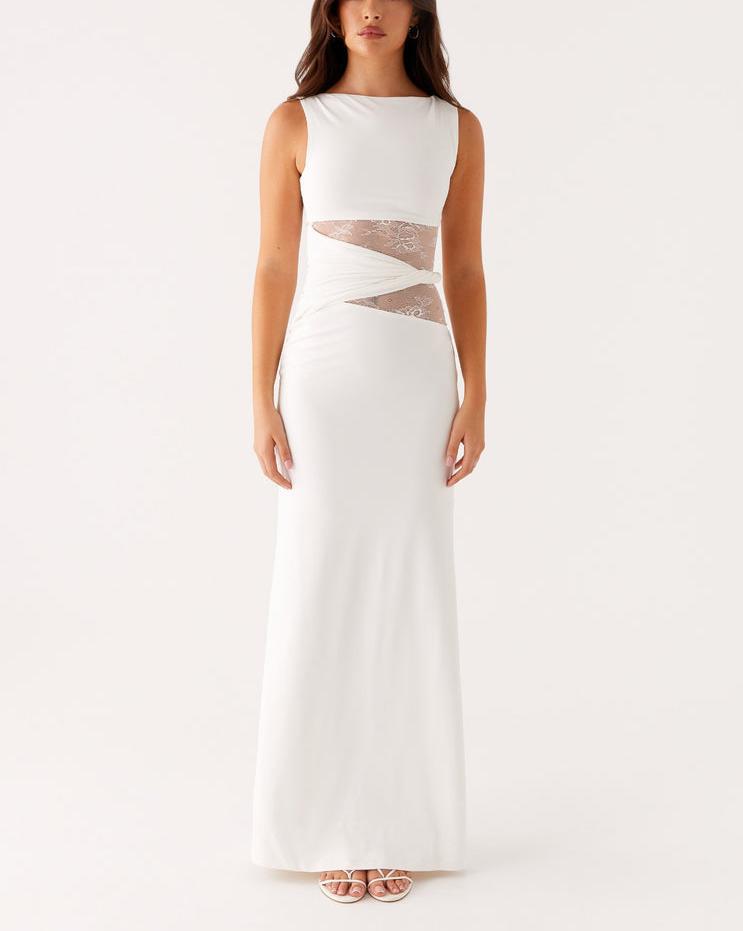 Damen Elegantes Maxikleid mit transparenter Spitze und figurbetontem Schnitt Echo Archiv