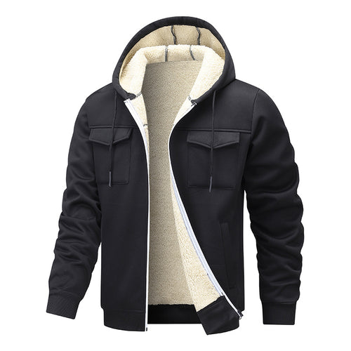 Herren gefütterte Kapuzenjacke im sportlichen Design mit praktischen Taschen Echoarchiv