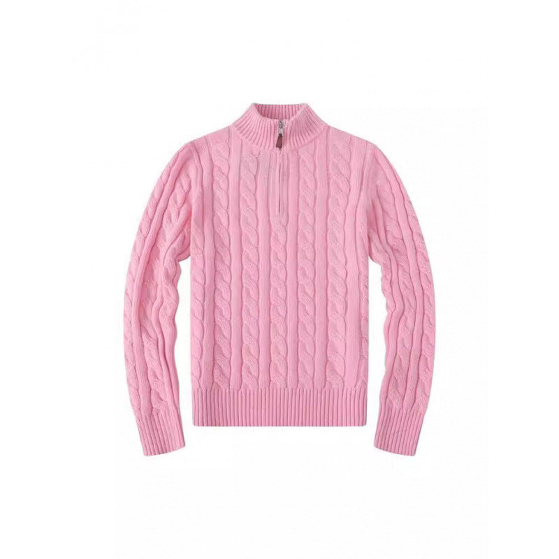 Herren Kabelstrickpullover mit Halbzip und Stehkragen aus weicher Kaschmirmischung – Norvane
