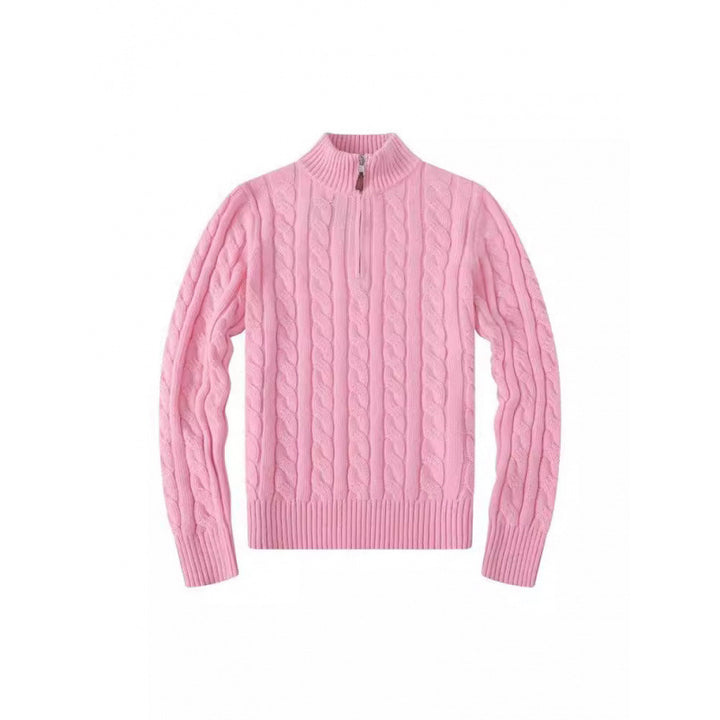 Herren Kabelstrickpullover mit Halbzip und Stehkragen aus weicher Kaschmirmischung – Norvane