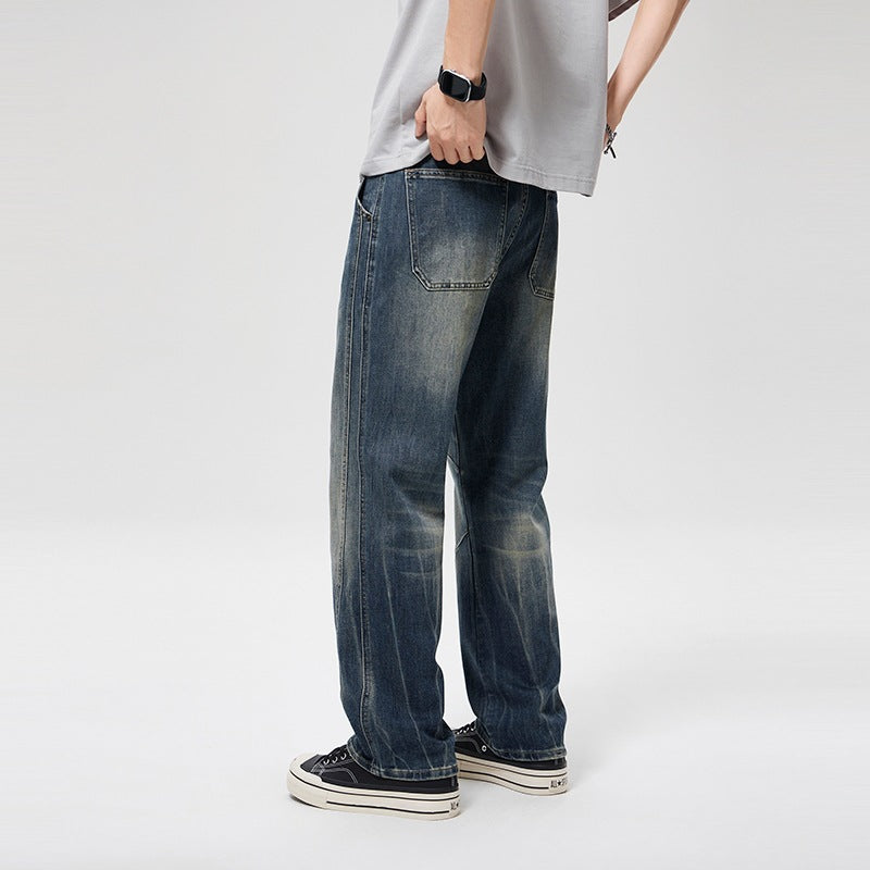 Herren Weite Baggy-Jeans im Vintage‑Wash mit Knie‑Detail Echoarchiv