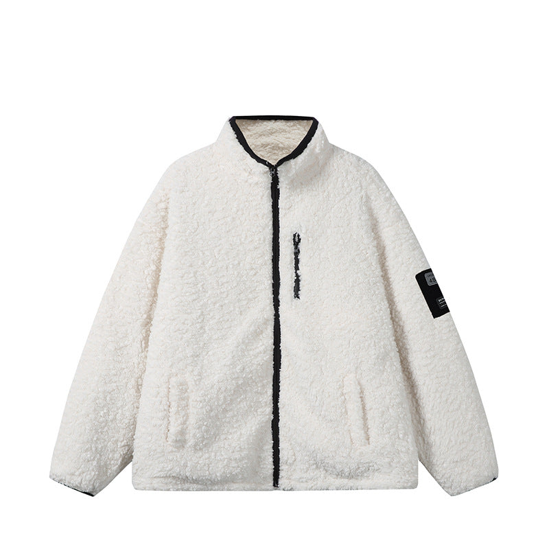 Unisex Teddy‑Fleece Jacke mit Stehkragen, hoher Wärme und kontrastierender Reißverschluss Echoarchiv