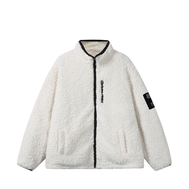 Unisex Teddy‑Fleece Jacke mit Stehkragen, hoher Wärme und kontrastierender Reißverschluss Echoarchiv