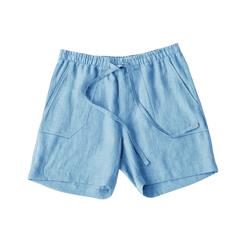Herren lässige Leinen-Shorts mit elastischem Bund und seitlichen Eingrifftaschen Echoarchiv