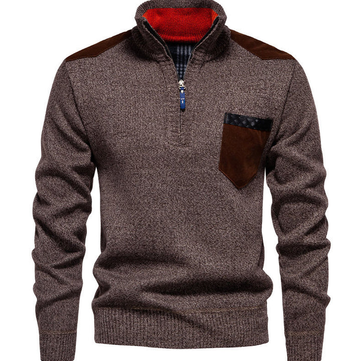 Herren Pullover mit halbhohem Kragen und modischen Akzenten Echoarchiv