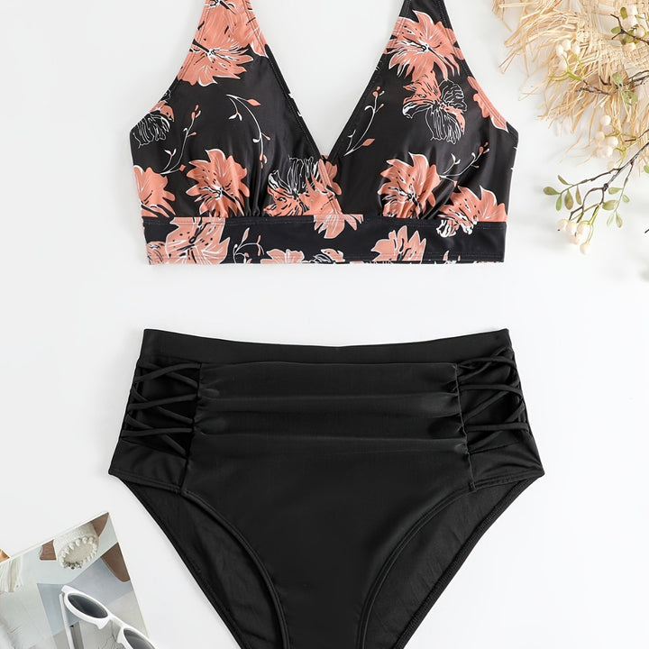 Damen Hochgeschnittener Bikini mit floralen Akzenten und raffinierten Details Echo Archiv