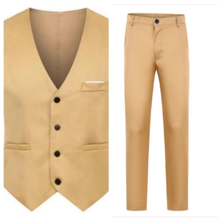 Herren nan elegante Satinweste mit V-Ausschnitt und schmal geschnittene Anzughose Echo Archiv
