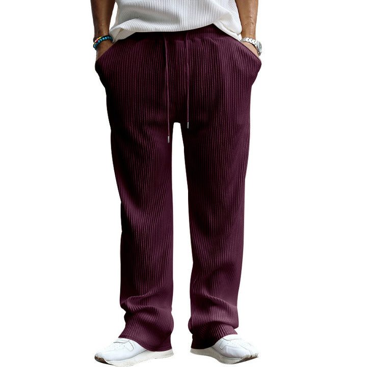 Herren nan lässige Ripp-Freizeithose mit Tunnelzugbund, Eingrifftaschen und geradem Bein Echo Archiv