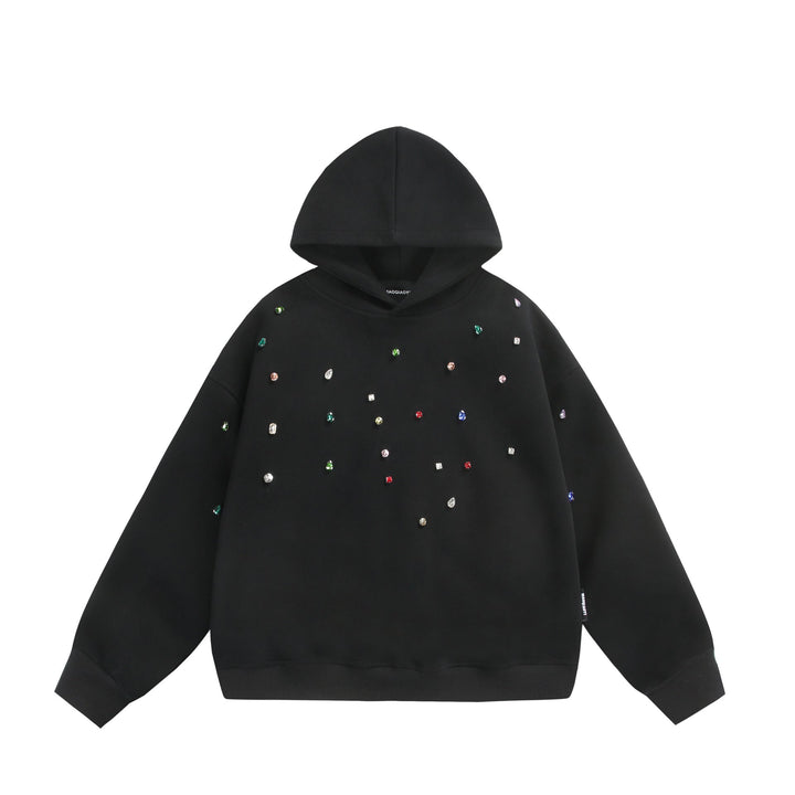 Damen Oversize-Kapuzenpullover mit Strassapplikationen und Relaxed-Schnitt Echoarchiv