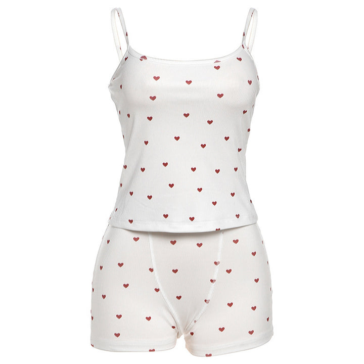 Damen Schlafshorts-Set mit süßem Herzmuster Echo Archiv